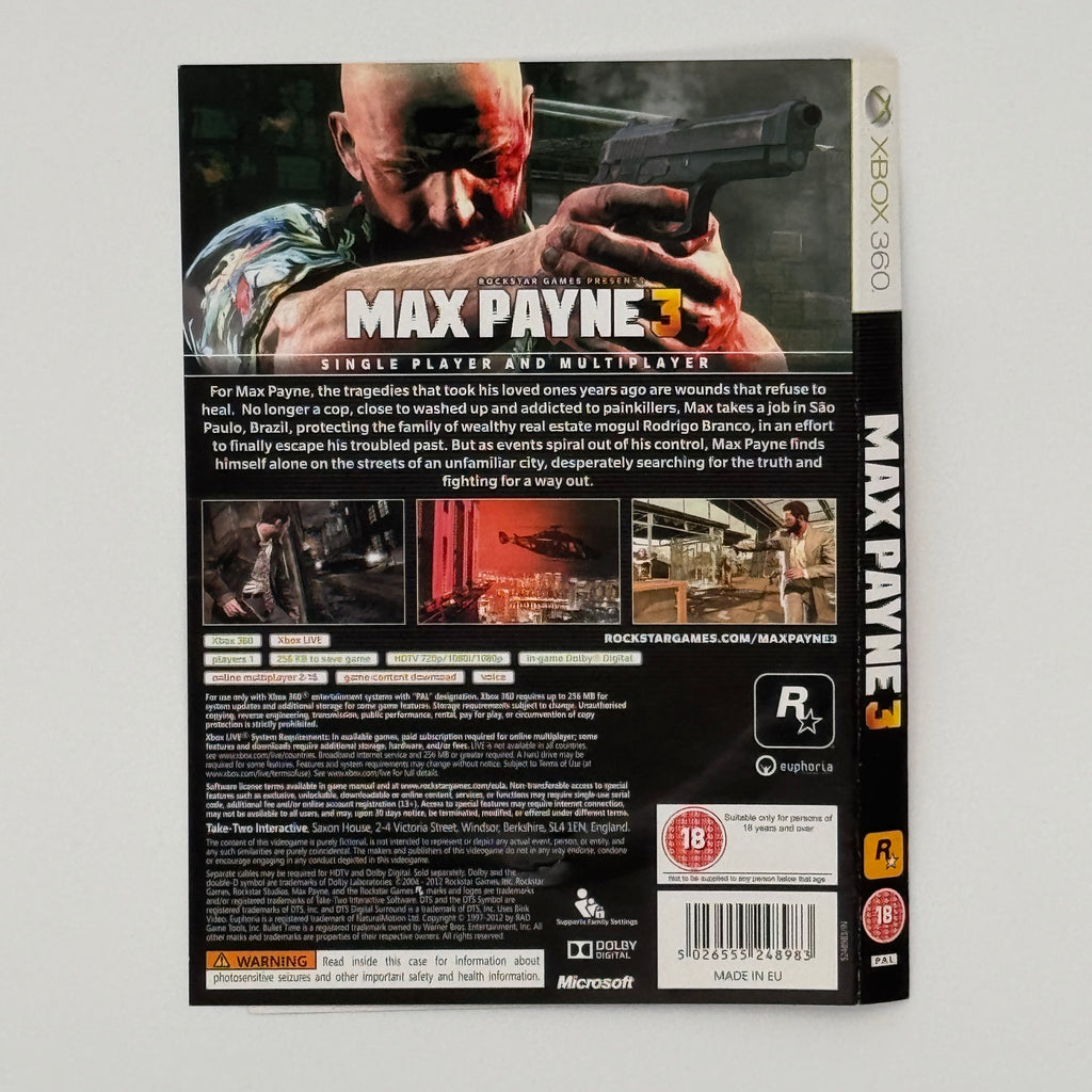 Max Payne 3 Xbox 360 Action Shooter Game Used Disc Only No Case